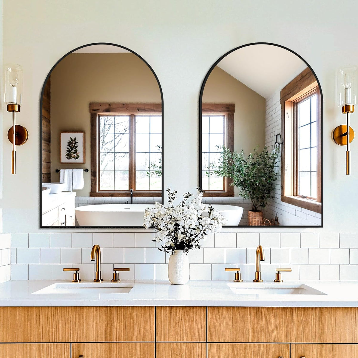 fictor 2 pack 24" x 36" arched bathroom showing dimensions