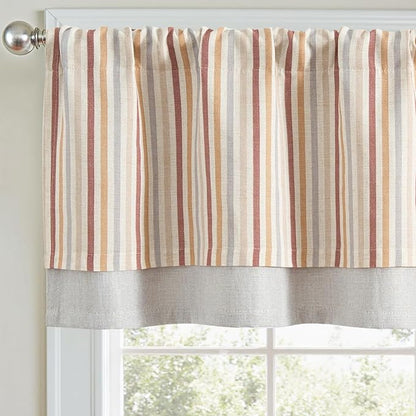 jinchan Colorful Striped Linen Valance Curtains Christmas Decorations - Image 3