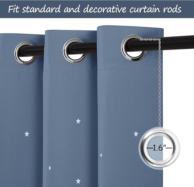 NICETOWN Kids Curtains for Boy's Bedroom, Laser Cutting Star Galaxy Curtains - Image 5