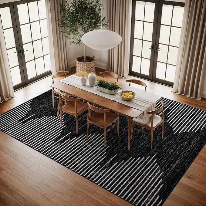 Rugshop Bohemian Stripe Stain Resistant High Traffic Living Room Kitchen - Image 3