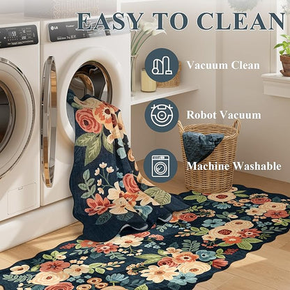DUKINO 2x3 Entryway Rug, Floral Washable Indoor Door Mat - Image 5