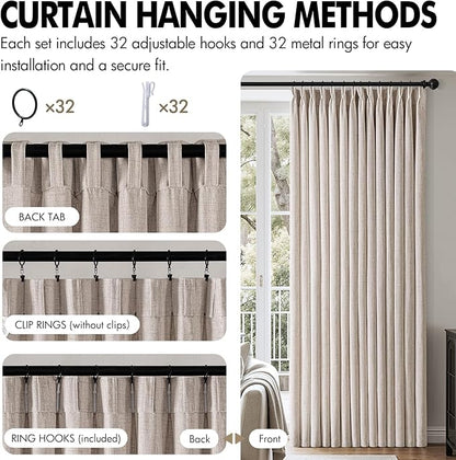 MIULEE Pinch Pleated Thick Linen Curtains 96 Inch 4 Panels Set Back Tab Memory - Image 8