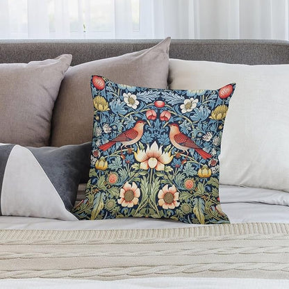 William Morris Floral Original Throw Pillow Covers Boho Chic Retro Floral Bird - Image 4
