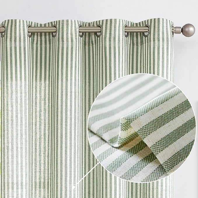 Vangao Linen Striped Christmas Curtains Boho Tickingstripe Light Filtering by Vangao