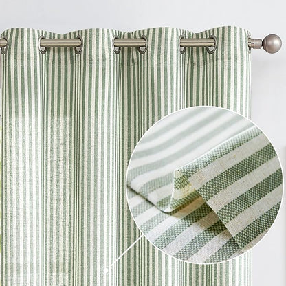 Vangao Linen Striped Christmas Curtains Boho Tickingstripe Light Filtering by Vangao