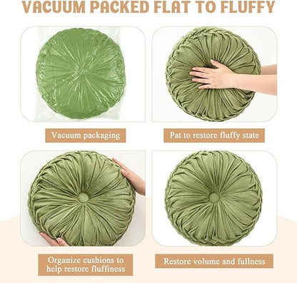 1 Pcs Round Throw Pillows Decorative Velvet Pleated Throw Pillows 15'' Diameter - Image 4
