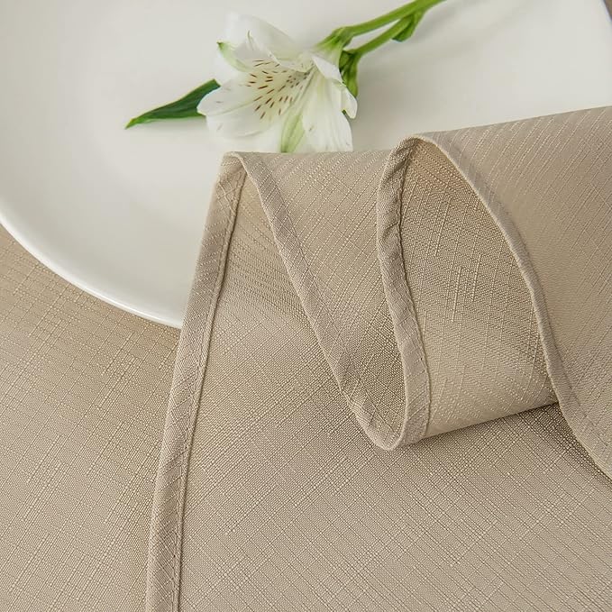 maxmill Round Linen Looking Textured Tablecloth Spill-Proof Wrinkle Free Soft - Image 8