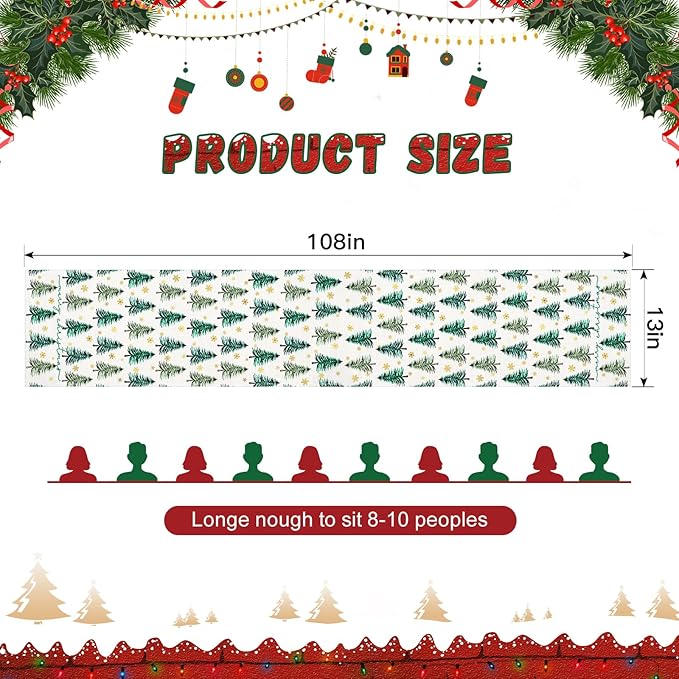 OTOSTAR Golden Snowflake Christmas Tree Merry Christmas Table Runner, Xmas - Image 5