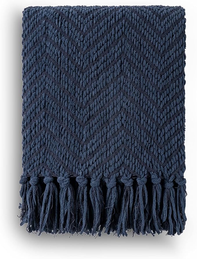 BATTILO HOME Navy Blue Throw Blanket - Image 9