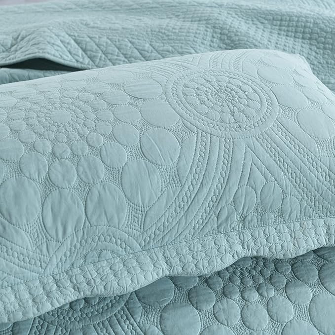 MarCielo 3-Piece 100% Cotton Oversized Bedspread Lightweight Quilt Coverlet - Image 8