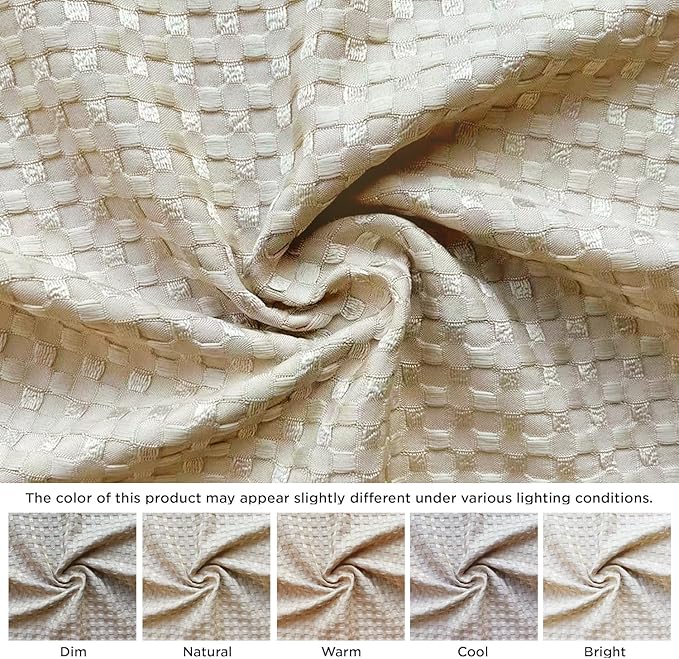 MIYE Pleated Waffle Weave Bed Skirt, Tailored Dust Ruffle 12 Inch Drop Easy Fit - Image 2