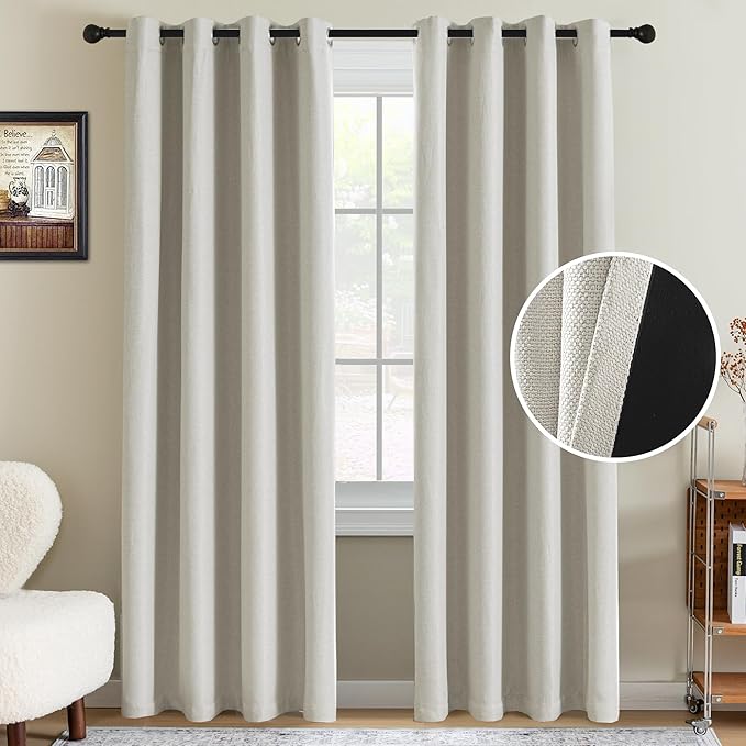 H.VERSAILTEX 90% Blackout Linen Curtains 96 Inches Long by HVERSAILTEX