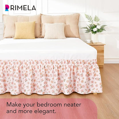 RIMELA Pastel Rose Bed Skirt Queen Size 15 Inch Drop, Elastic Bed Skirting - Image 5