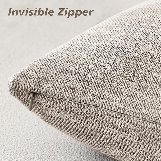 Foindtower Set of 2 Decorative Textured Burlap Linen Throw Pillow Covers - Image 2