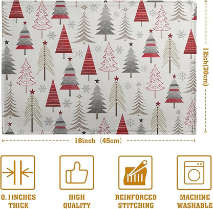 Christmas Tree Placemats Set of 4 Geometric Colorful Xmas Place Mats 12x18 Inch - Image 4
