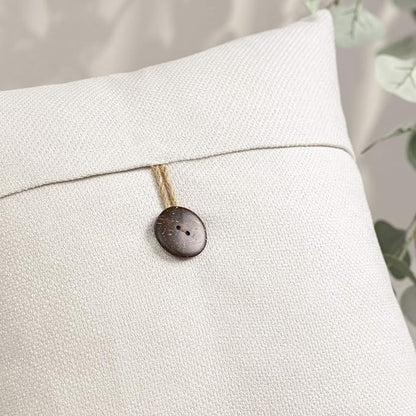 Phantoscope Pack of 2 Farmhouse Throw Pillow Covers Button Vintage Linen - Image 2