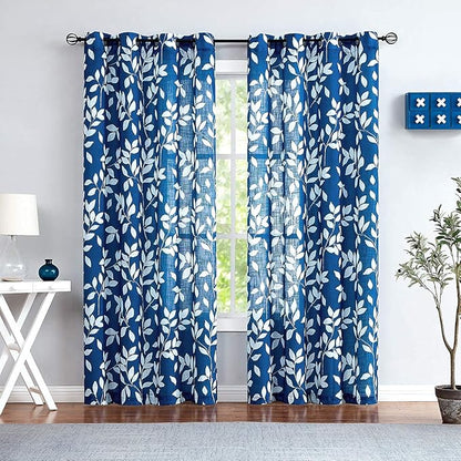 Treatmentex Navy Blue Semi-Sheer Curtains by Treatmentex