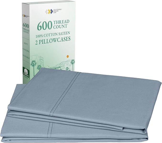 Luxuriously Soft Hotel Quality 600 Thread Count, 100% Cotton Set of 2 Cases by CaliforniaDesignDen