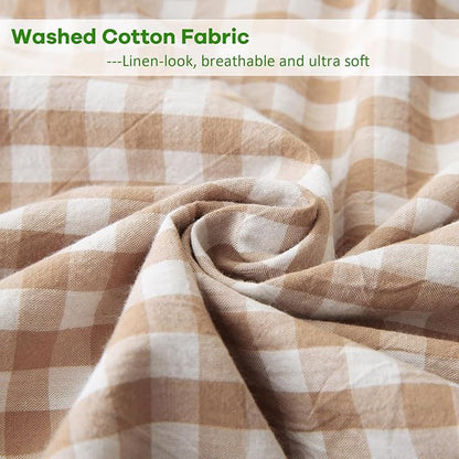 Taupe White Plaid Body Pillow Cover - Image 6