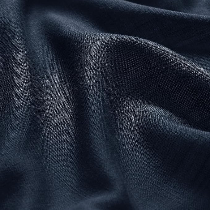 Navy Blue Linen Curtains 102 Inches Long - Image 5