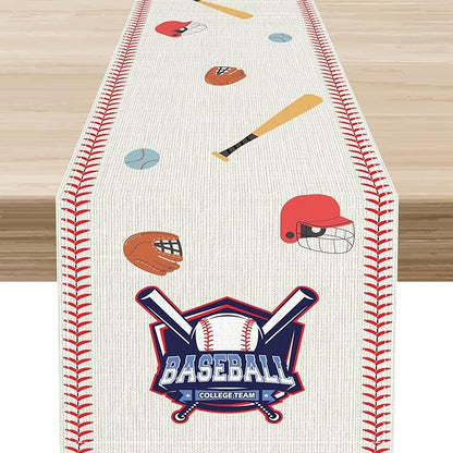 Baseball Table Runner, Seasonal Baseball Sports Themed Birthday Party Decor by Unknown