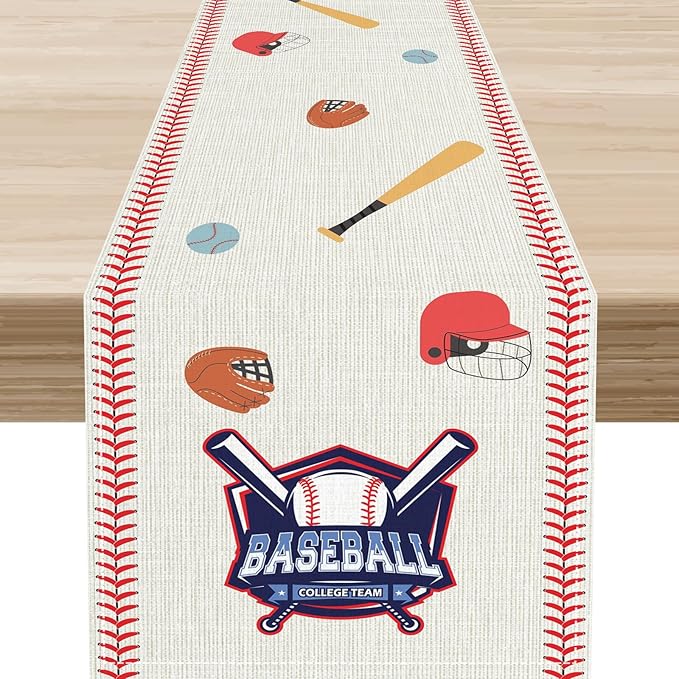 Baseball Table Runner, Seasonal Baseball Sports Themed Birthday Party Decor by Unknown