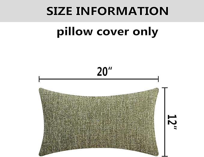 Home Brilliant Lumbar Pillow Cover 12x20 Chenille Plush Oblong Decorative - Image 5