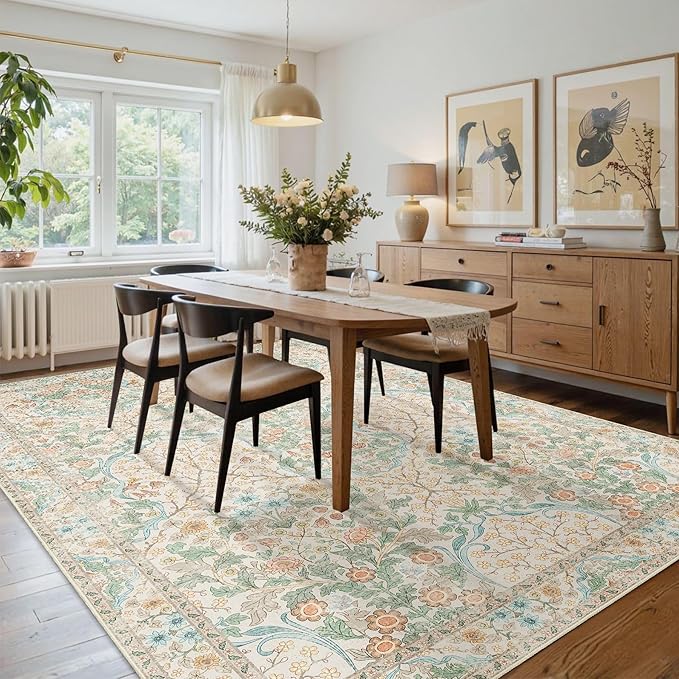 MUJOO 8x10 Area Rugs, Floral Washable Rugs - Image 4