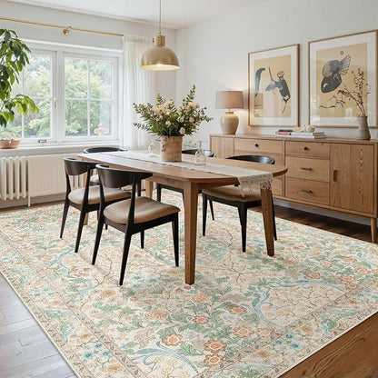 MUJOO 8x10 Area Rugs, Floral Washable Rugs - Image 4