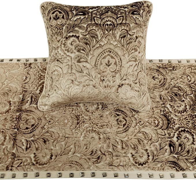 The HomeCentric King/Queen/Twin Beige Decorative King 90"x18" Bed Runner - Image 2