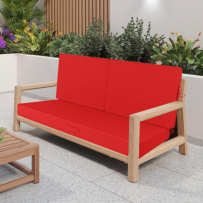 Outdoor Loveseat Cushion Set 46 x 26 Inch, Waterproof & Fade-Resistant Deep - Image 3