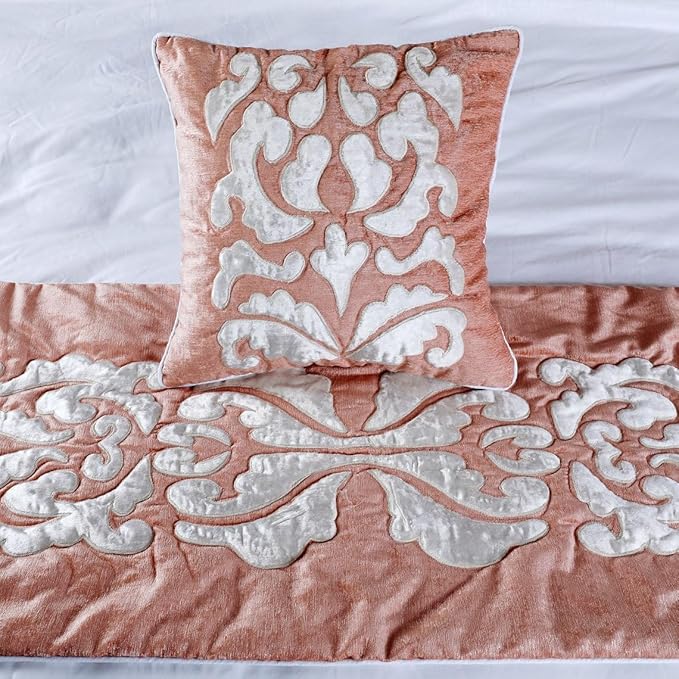 The HomeCentric Decorative Peach & Ivory Twin 53 x 18 inch Bed Runner - Image 5