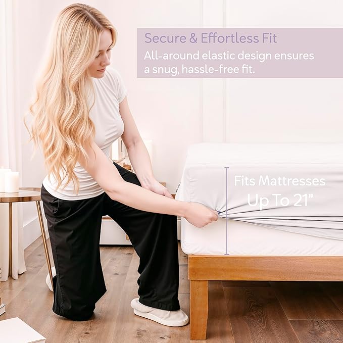 Hearth & Harbor 12 Pack King Size Quilted Fitted Mattress Pad Cover, 100% - Image 4