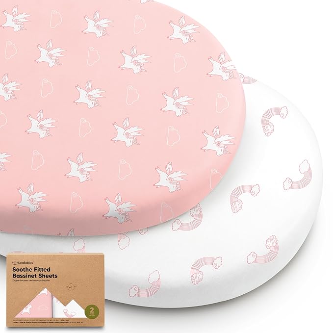 2-Pack Organic Bassinet Sheets for Girls, Boys by KeaBabies