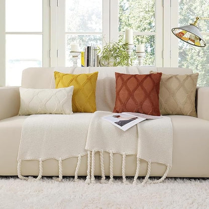 decorUhome Throw Pillow Covers 18x18 Inch Set of 2, Soft Plush Faux Fur Wool - Image 9