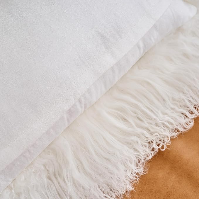 Genuine Mongolian Lamb Fur Pillow Cover – 12"x20" Rectangular Cushion Case – - Image 7