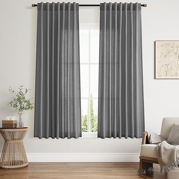 Blazer Grey Curtains 63 Inches Long 2 Panel Sets by Nanspring