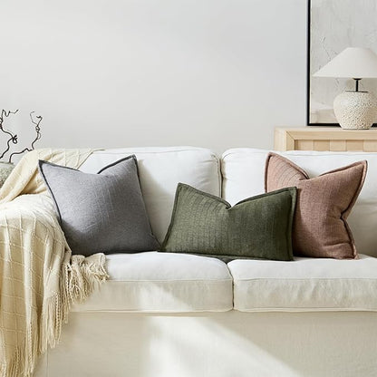20x20 Linen Pillow Covers Brown Pack of 2 Farmhouse Boho Neutral Accents - Image 5