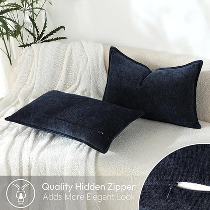Stellhome Lumbar Chenille Throw Pillow Covers Set of 2 Super Soft Textured - Image 4