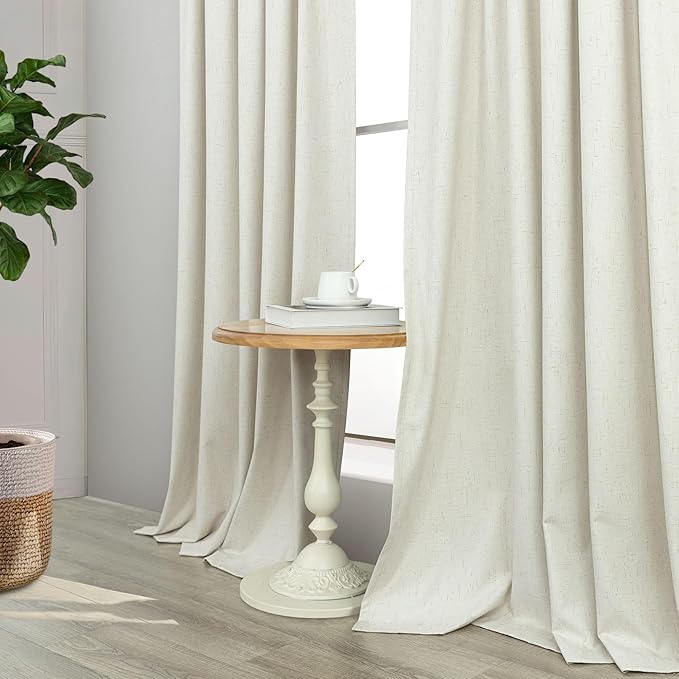 60 Inch Extra Wide Curtains for Windows 120 to 140 Blackout Linen 90 Inch Long - Image 7