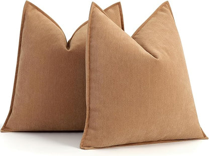 ZWJD Camel Pillow Covers 22x22 Set of 2 Chenille Throw Pillow Covers by ZWJD