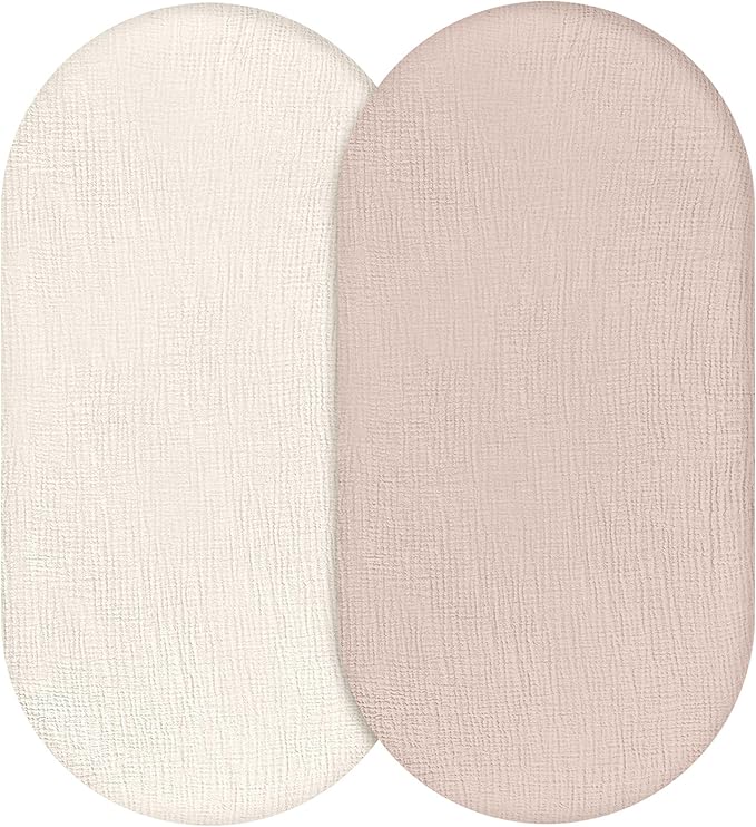 Muslin Bassinet Fitted Sheets, 2 Pack by LYRICHOMBABY