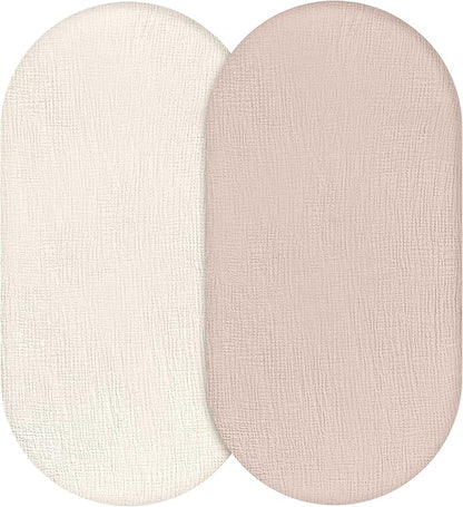 Muslin Bassinet Fitted Sheets, 2 Pack by LYRICHOMBABY