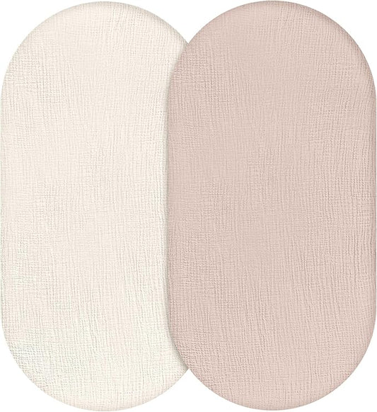 Muslin Bassinet Fitted Sheets, 2 Pack by LYRICHOMBABY