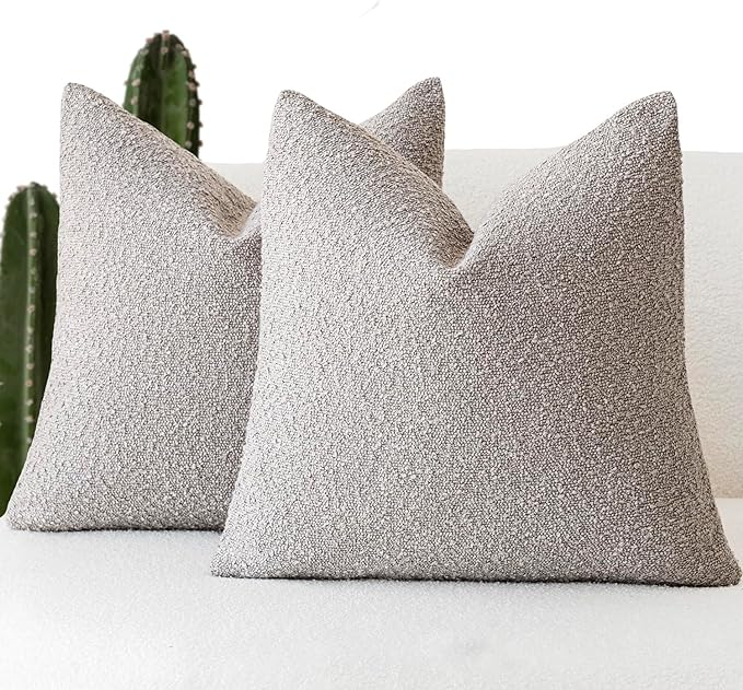 Foindtower Pack of 2 Textured Boucle Throw Pillow Covers Accent Solid by Foindtower