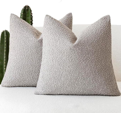 Foindtower Pack of 2 Textured Boucle Throw Pillow Covers Accent Solid by Foindtower