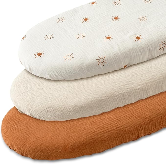 Gllquen Baby Muslin Bassinet Sheets 3 Pack, Breathable Elastic Cozy Fitted - Image 9