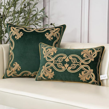 Aeckself European Luxury Velvet Throw Pillow Cover 16 x 16 Inch, Embroidery - Image 3
