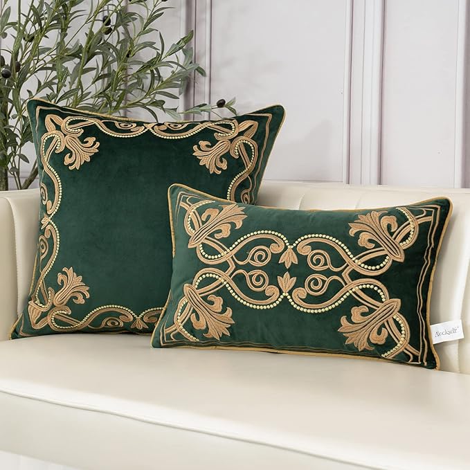 Aeckself European Luxury Velvet Lumbar Throw Pillow Cover 12 x 20 Inch - Image 3