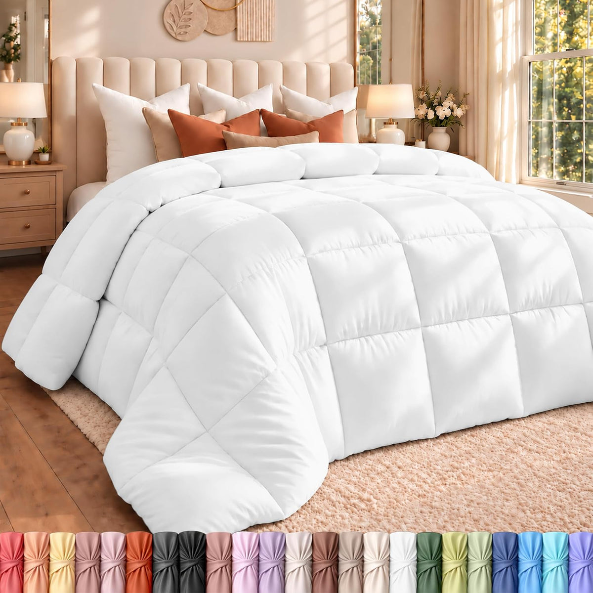 utopia bedding full size comforter, duvet insert, white, main product view